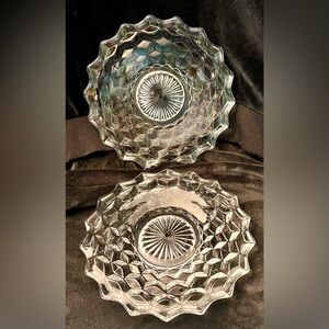 Set of 2 Authentic Fostoria American Clear Crystal Luncheon Plates Vintage MCM